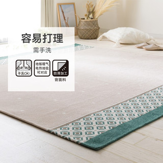 NITORI宜得利家居 客厅入户家用地板保护垫地毯 古典吉欧 深米色 185x185cm