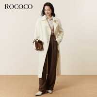 洛可可（ROCOCO）长款收腰全羊毛大衣女冬季2023法式双面毛呢外套冬 奶白 M