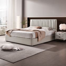 kuka 顾家家居 真皮床平移储物双人床主卧ds8069b爵士白1.