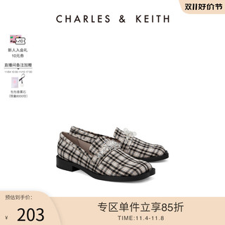 CHARLES & KEITH CHARLES＆KEITH女鞋CK1-70580175珠花粗跟乐福鞋单鞋