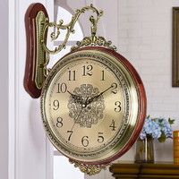 Hense 汉时 客厅双面挂钟欧式挂表时尚创意钟表现代两面时钟经典石英钟表HDS22棕色