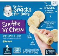 Gerber 嘉宝 ,，出牙棒，6 个月以上，香蕉味，6 根独立包装出牙棒