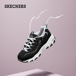 SKECHERS 斯凯奇 女鞋秋冬新款熊猫鞋复古厚底缓震老爹鞋黑色时尚休闲运动鞋子百搭