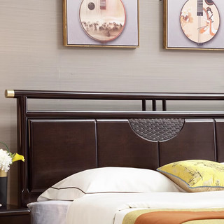 莱仕达新中式实木床1.8米双人床小户型现代简约主卧大婚床L-A02 1.5+柜1