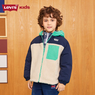 Levi's李维斯童装男童外套秋冬儿童夹克仿羊羔绒保暖潮 豆腐白 110/52(4)