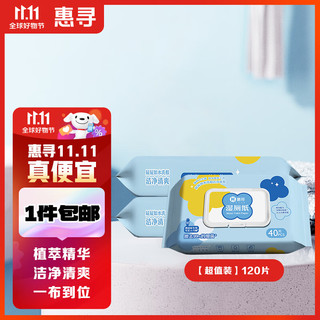 惠寻 京东自有品牌 湿厕纸家庭装3包*40片（120片）温和杀菌 清洁湿纸