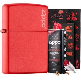 ZIPPO 之宝 233ZL 打火机套装礼盒 火机+小油133ml+火石6粒装 红哑漆