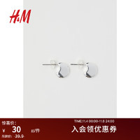 H&M 女士配饰耳环感小众银色金属月亮造型耳饰1016292 银色 ONESIZE