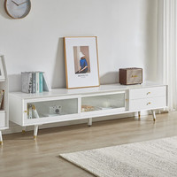 家逸(JIAYI)电视柜北欧实木电视柜茶几组合现代简约电视机柜收纳柜客厅储物柜 1.8m白色电视柜