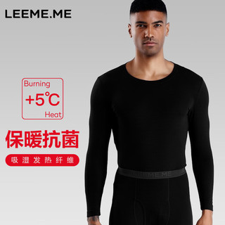 LEEME.ME 粒米 男士秋衣秋裤套装 NY1907T1BG 黑色 XL