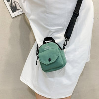 易途一客 帆布单肩包新款迷你韩版休闲简约时尚纯色网红包包手机斜挎包包 绿色