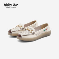 Walker Shop 奥卡索 单鞋女2023年秋季新款百搭休闲软底豆豆鞋一脚蹬舒适妈妈鞋