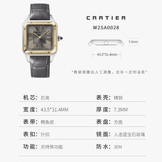 Cartier 卡地亚 瑞士手表SANTOS-DUMONT系列石英男表 W2SA0028 43.5*31.4mm