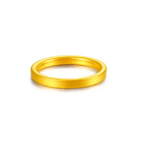 梦金园黄金戒指3D硬金素圈简约磨砂指环 9号-约2.3g