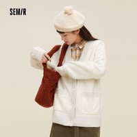 Semir 森马 冬季女装宽松型粗梳中长开衫 101721106023