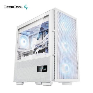 九州风神 CH560智能数显电脑机箱白色(双重实时数显/网孔前面板/超宽理线槽/EATX/标配4颗风扇）