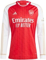 adidas 阿迪达斯 男式 Soccer Arsenal 23/24 长袖主场球衣 - 用金色细节庆祝不败的遗产