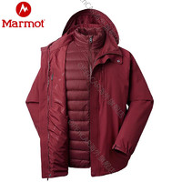 Marmot 土拨鼠 男士防风羽绒内胆两件套三合一冲锋衣 砖红(货号43293) M
