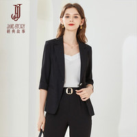 JANE STORY 經典故事 高级感黑色西装套装女夏季新款时髦正装薄款职业西服裤子两件套 R05黑色 XL
