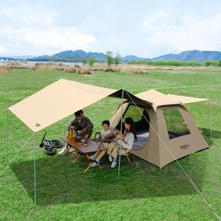 原始人 帐篷户外折叠便携式天幕野营过夜露营加厚防雨黑胶装备全套