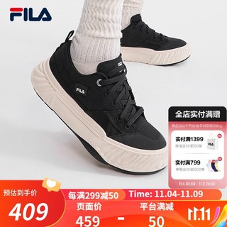 FILA 斐乐 官方川行鞋FOSSO男鞋复古帆布鞋2023夏新款休闲鞋 黑-BK 41