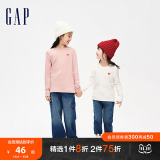 Gap 盖璞 女幼童冬季2023新款LOGO运动长袖T恤837037儿童装洋气保暖上衣