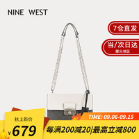 NINE WEST 玖熙 包包女包包新款2023单肩斜挎小方包七夕情人节生日礼物送女友老婆 拼接白cm 情人节520生日礼物送女友老婆