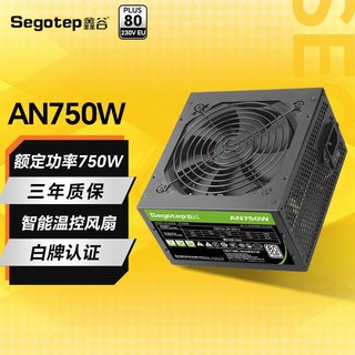 Segotep 鑫谷 750W电源台式机电源（80plus白牌/双CPU供电/主动式PFC） 白牌750W AN750W电源