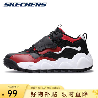 SKECHERS斯凯奇女鞋老爹鞋厚底增高休闲运动熊猫鞋88888206 黑色/红色 5/35