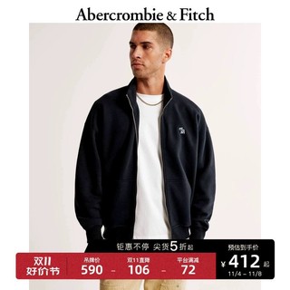 Abercrombie & Fitch AF男女同款 街头风夹克中性风美式复古拉链抓绒卫衣外套 342749-1