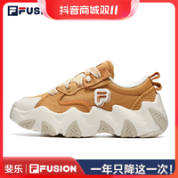 FILA 斐乐 FUSION斐乐官方海星鞋潮牌帆布鞋女鞋运动鞋休闲黑色增高