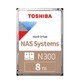 TOSHIBA 东芝 N300  8TB NAS硬盘（CMR、7200rpm、256MB）HDWG180
