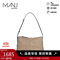 MANU Atelier 马努 MINI PRISM BAG女士单肩包金色拼黑色