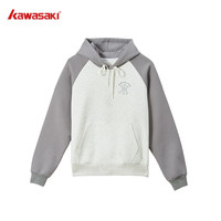 KAWASAKI 连帽卫衣款长袖运动宽松ins休闲风男女同款国潮上衣 浅灰色 XL