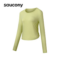 Saucony索康尼运动跑步吸湿透气长袖衫女灰黄绿M