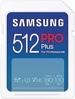 SAMSUNG 三星 PRO Plus 全尺寸 512GB SDXC 存储卡,高达 180 MB/s 读/写,全高清和 4K 超高清,UHS-I,C10,U3,V30