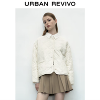 一夜入冬：URBAN REVIVO 女士菱格绗缝圆领棉服 UWU132023