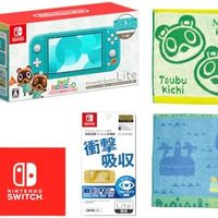 Nintendo 任天堂 动物森友会 套装 matsuki 图案 + 动物穿越毛巾手帕 2 件套装 +  Nintendo Switch 徽标