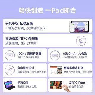 OPPO Pad平板 艺术家限定版 11英寸 120Hz高刷护眼屏 骁龙870