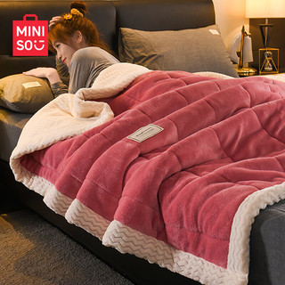 名创优品（MINISO）三层加厚毛毯被子 冬季双人保暖拉舍尔法兰绒毯盖毯 200*230cn