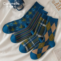 Caramella 卡拉美拉 袜子女秋冬女袜长筒长袜秋季2023中筒袜冬季厚棉袜子 长筒女士潮袜4双装-1 均码