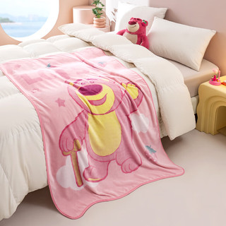Disney 迪士尼 法兰绒毛毯子秋冬加厚午睡办公室空调盖毯毛巾被草莓熊100*150cm