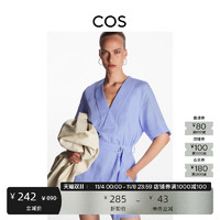 COS 女装 休闲版型V领系带连体裤浅蓝色新品1082190003