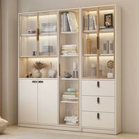 何木何坊 实木书柜一体整墙到顶落地防尘带玻璃门展示柜办公室书柜轻奢订制