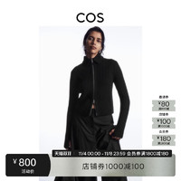 COS 女装 标准版型翻领斑点纹理羊毛夹克外套黑2023新品1202974002