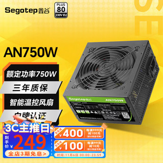 Segotep 鑫谷 650W电源台式机电源（80plus白牌/双CPU供电/主动式PFC） 白牌750W AN750W电源