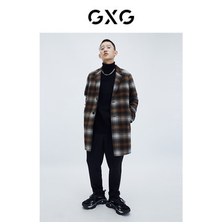 GXG plus会员:GXG 男装 千鸟格系列 长款 100%羊毛大衣