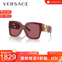 VERSACE（范思哲）【冬】太阳镜长方形女时尚墨镜眼镜0VE4402 深紫镜片/透明红镜腿388/69 59