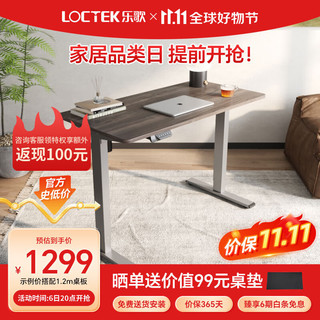 Loctek 乐歌 E2S 电动升降电脑桌 银灰+胡桃木色 1.2m 圆角款