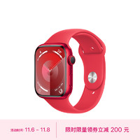 Apple 苹果 Watch Series 9 智能手表GPS款45毫米红色铝金属表壳 红色运动型表带S/M MRXJ3CH/A